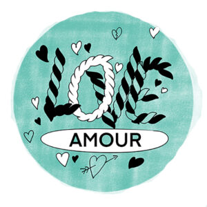 Badge 32 mm – Love amour – Quiscrap