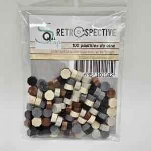 100 pastilles de cire – Combo 5 couleurs – Collection RETROSPECTIVE – Quiscrap