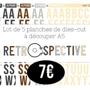 Lot de 5 planches Alphabet à découper – Collection RETROSPECTIVE – Quiscrap