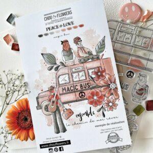 Tampons A5 Magic bus – Collection Peace and Love – Chou & Flowers