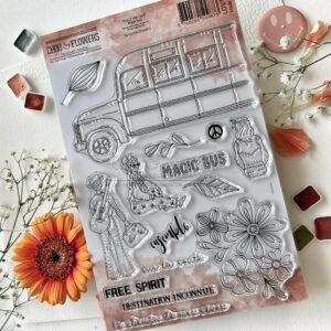 Tampons A5 Magic bus – Collection Peace and Love – Chou & Flowers