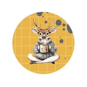 Badge 25mm – Cerf en tailleur – Quiscrap