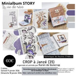 Crop Minialbum STORY: la vie de rêve animée par Karen de Quiscrap le 17 ou le 18 janvier 2026