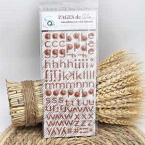Stickers Alphabet puffy – Marron – Collection Pages de Vie – Quiscrap