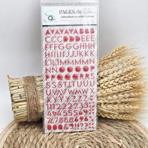 Stickers Alphabet puffy – Rouge – Collection Pages de Vie – Quiscrap