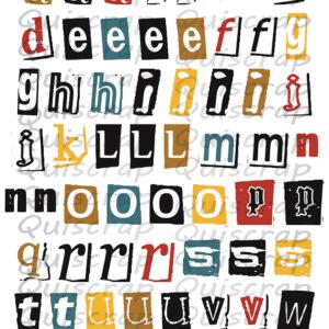 Planche de dies-cut A5 – Alphabet #34 – Collection Pages de Vie – Quiscrap