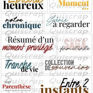 Planche de dies-cut A5 – Tranche de vie – Collection Pages de Vie – Quiscrap
