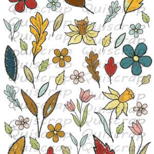 Planche de dies-cut A5 – Doux feuillage – Collection Pages de Vie – Quiscrap