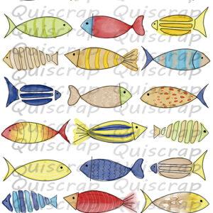Planche de dies-cut – Banc de poissons – Quiscrap