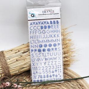 Stickers Alphabet puffy – Bleu doux – Collection Douce France – Quiscrap