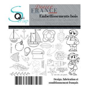 Embellissements en bois – Collection Douce France – Quiscrap