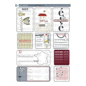 Planche de dies-cut A4 – Les cartes – Collection Douce France – Quiscrap