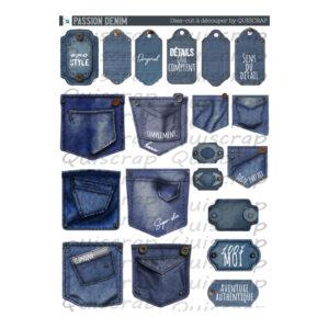 Planche de Dies-cut A4 – Passion Denim – Quiscrap